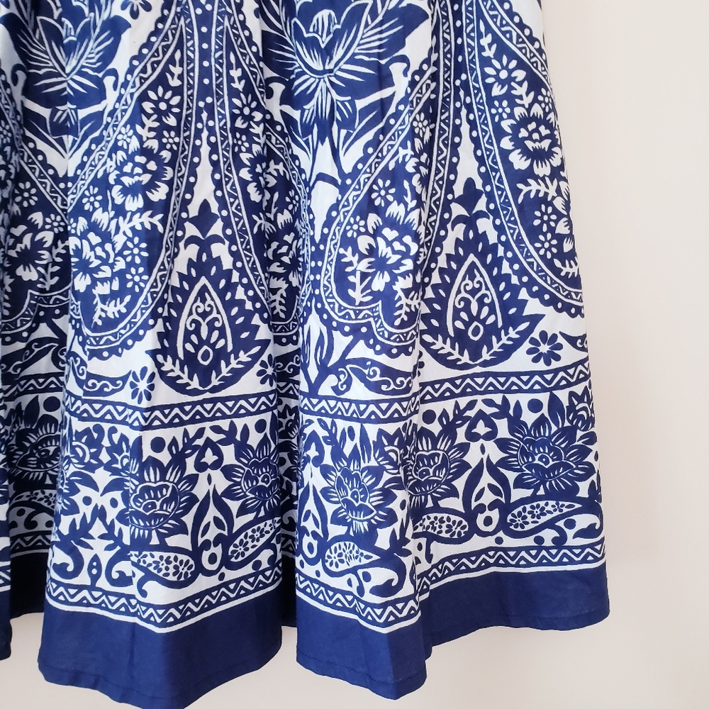 Studio West Blue and White Floral Midi Skirt - Picture 7 of 14
